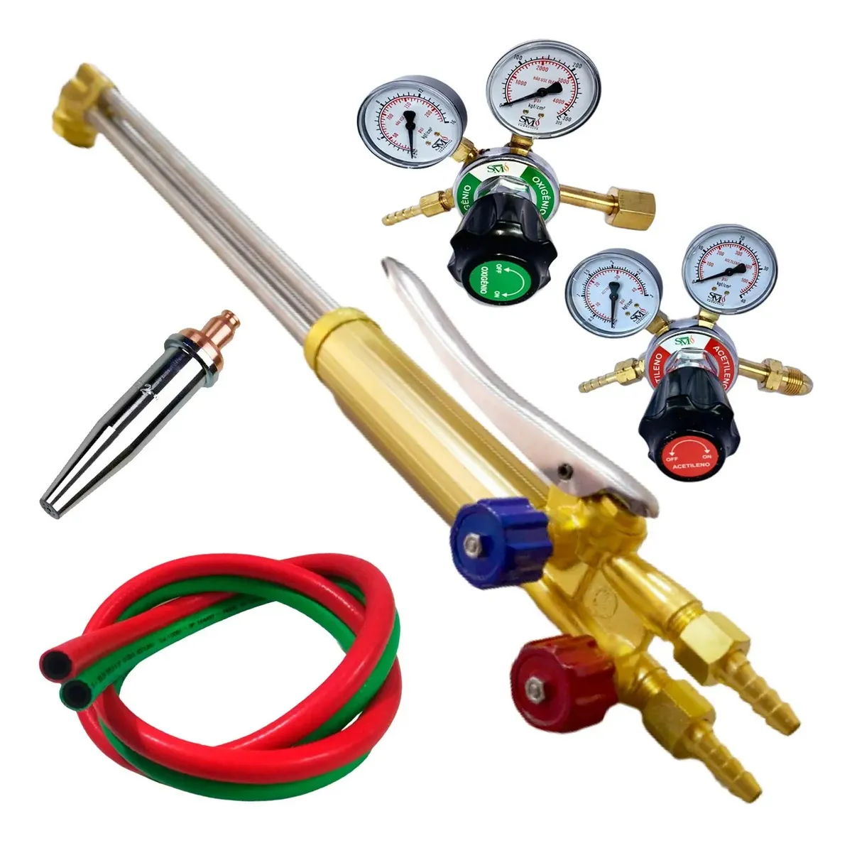 Maçarico De Corte + Bico Acetileno + Reguladores + Mangueira