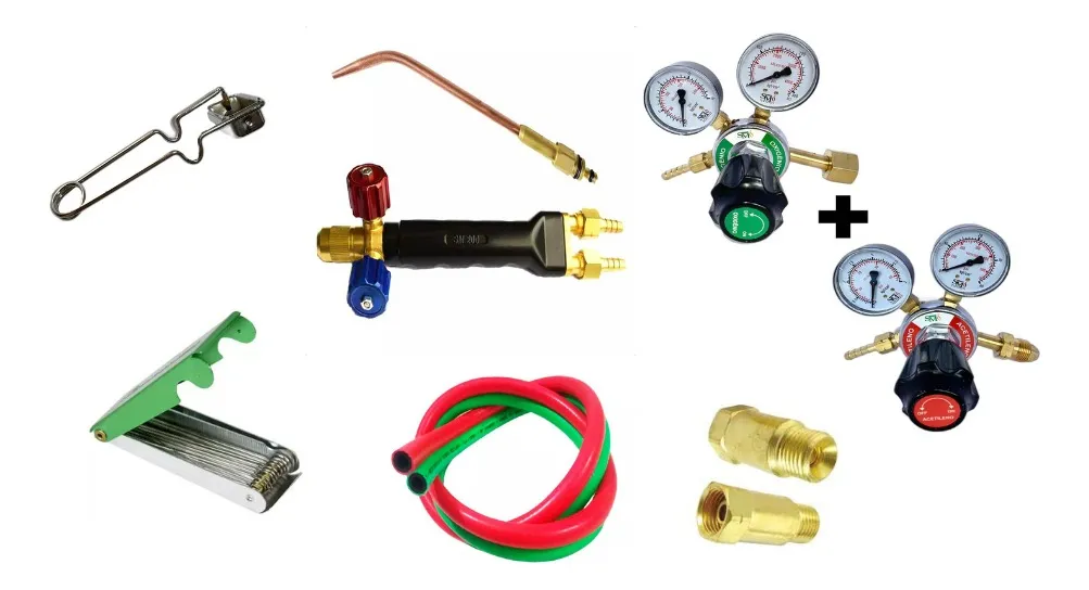 Kit Solda Completo: Regulador + Mangueira + Par De Válvulas