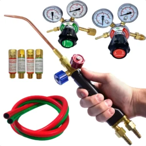 Maçarico + Bico Acetileno + Regulador + Mangueira + Válvulas