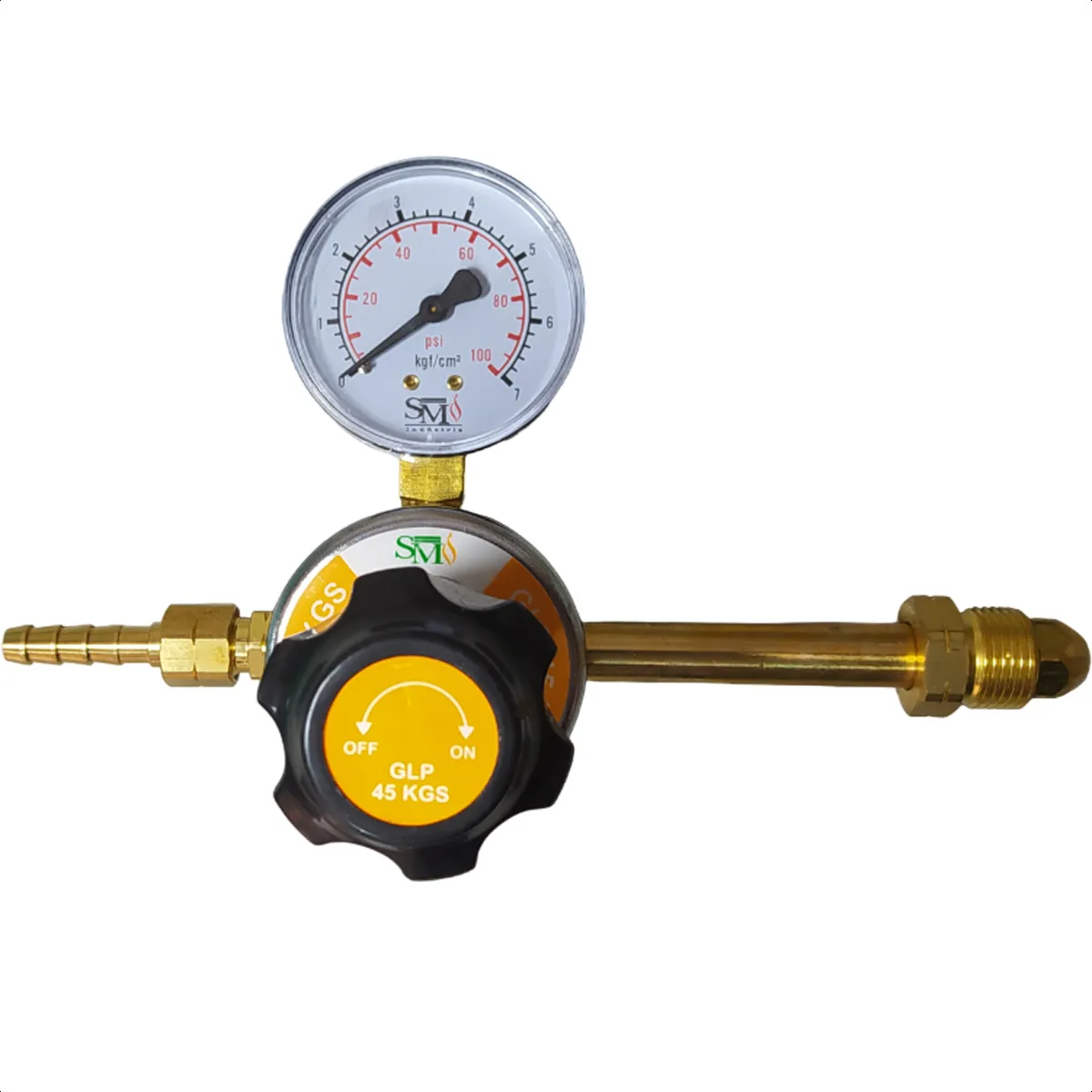 Regulador De Pressão Glp 45kg Gás De Cozinha Manometro Sm200
